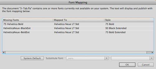 Flash Font Mapping