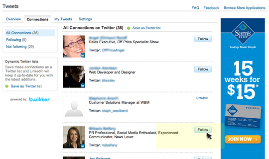 Connections Tab on Twitter