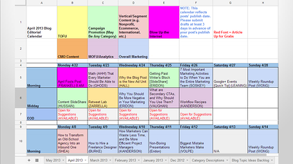 Business Blog Editorial Calendar
