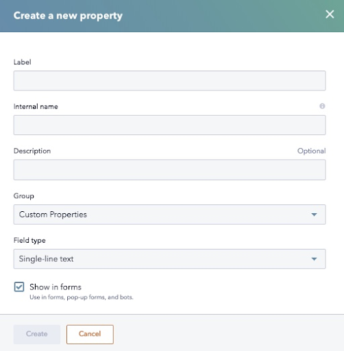 What are the types of properties you can create in HubSpot CRM