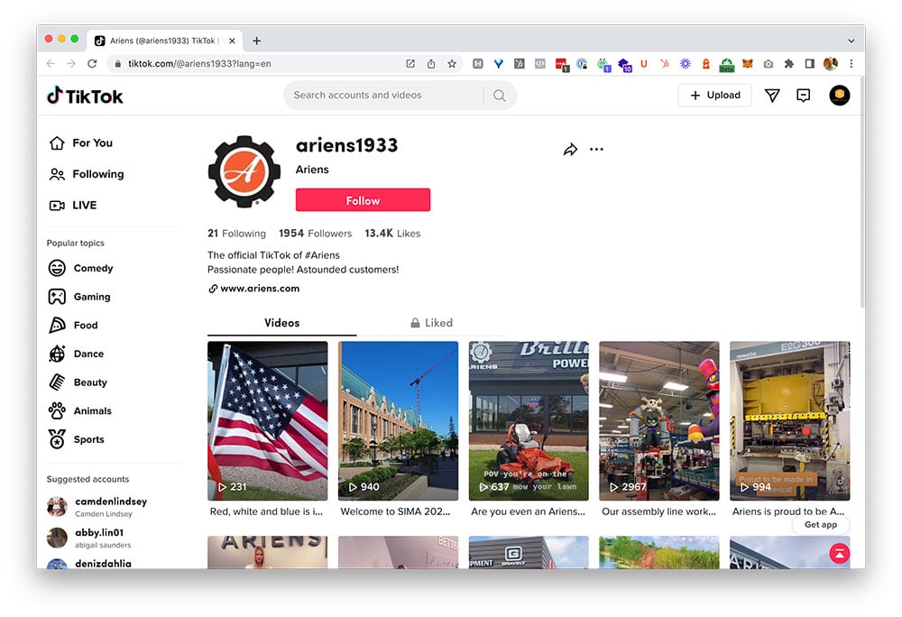 ariens wisconsin manufacturing tiktok marketing