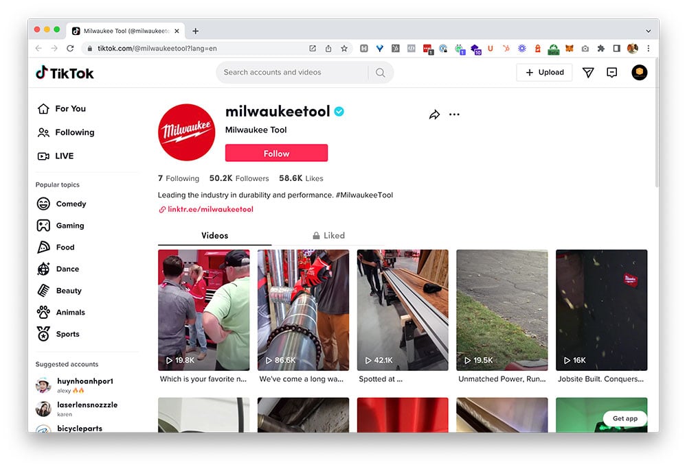 milwaukee tool manufacturing marketing tiktok